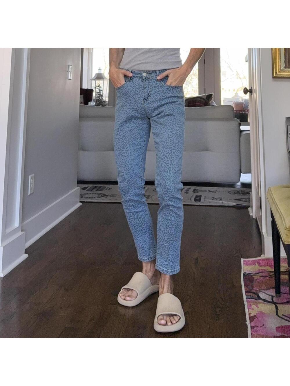 🐆 Angels of Difference Leopard Print Jeans — Blue — Women’s 8 / 29